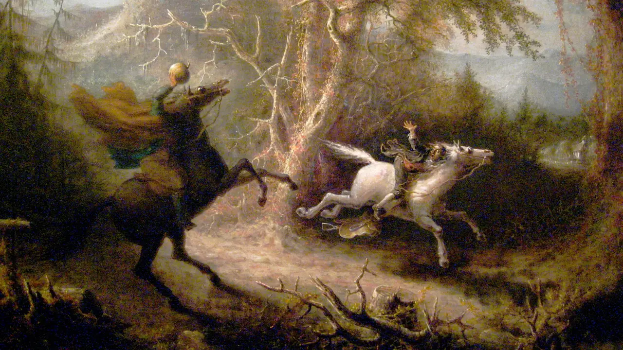 The Headless Horseman Pursuing Ichabod Crane