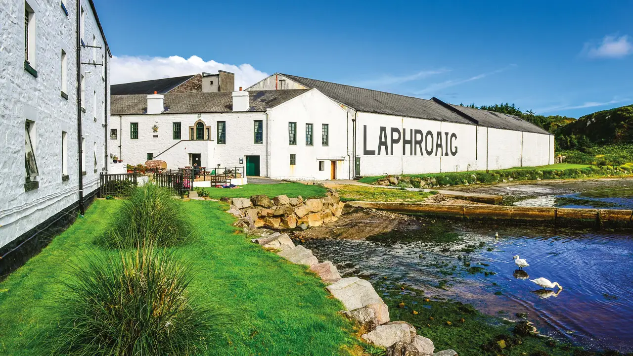 The Laphroaig whisky distillery on the island of Islay in western Scotland.