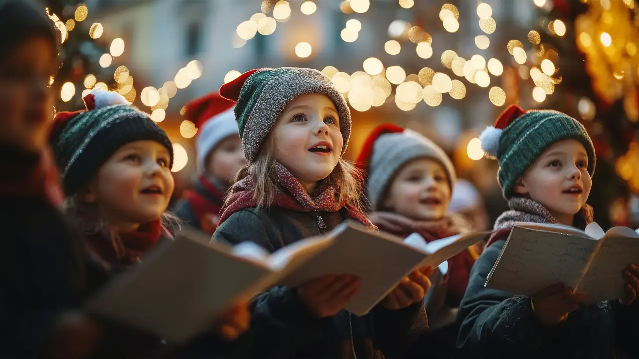 Niños cantando villancicos