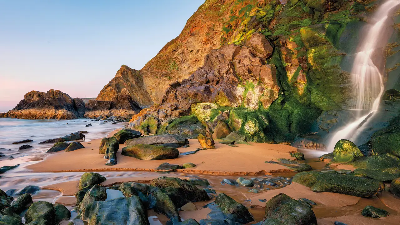 Tresaith Waterfall in Cardigan Bay