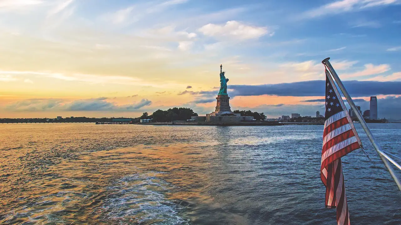 A view of New York’s Staten Island and the Statue of Liberty