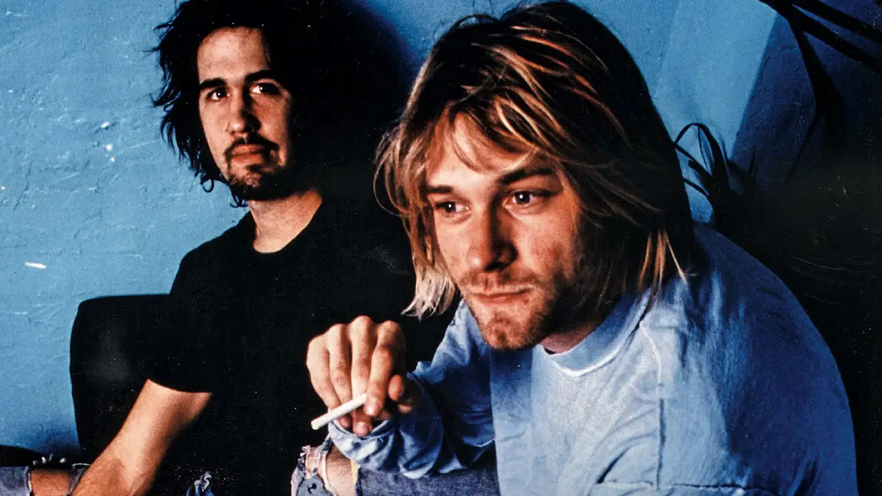 Dave Grohl (left) and Kurt Cobain of the band Nirvana in 1993