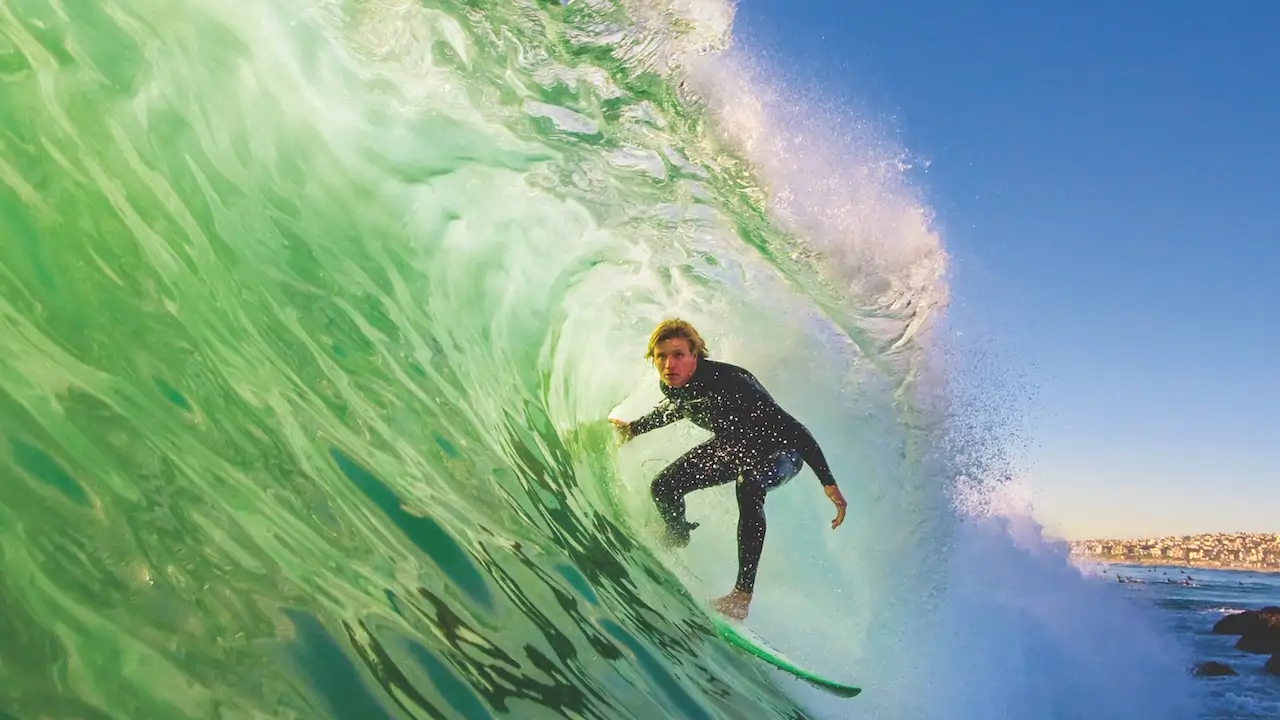 Surfing in the ‘barrel’ of a wave